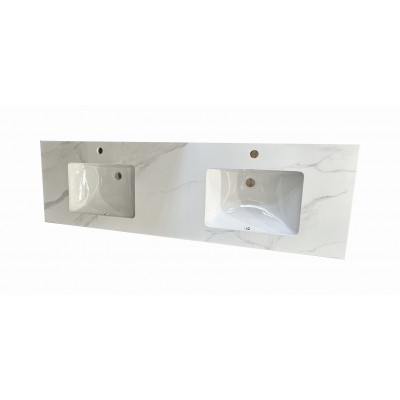 Vanity Top - 1500mm White Sintered Stone Top with Double basin